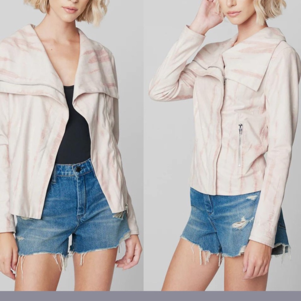 Blank NYC Women’s Small Faux Suede Light Pink Jacket Zipper Pockets Moto Drape